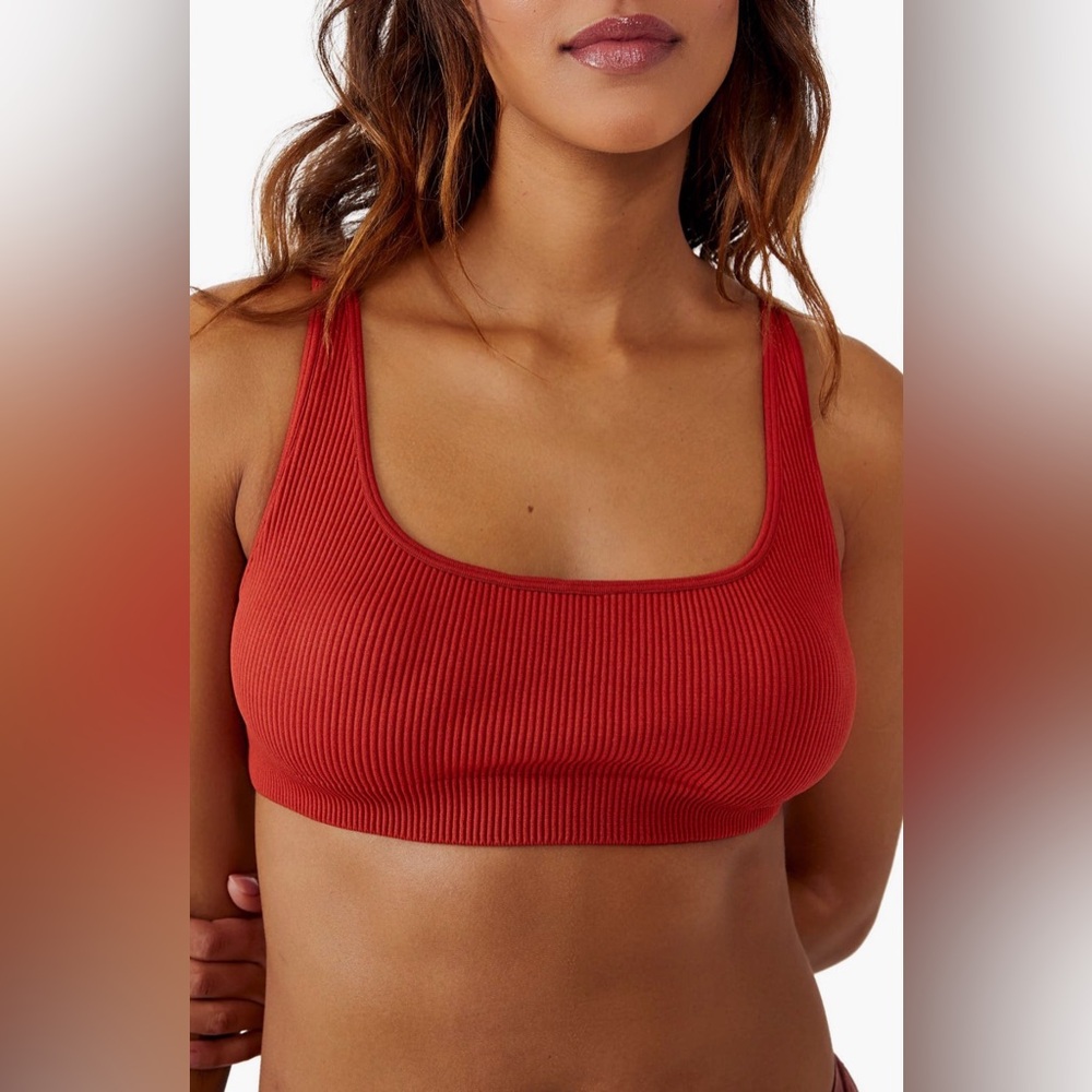 Free People Intimately FP Sienna Strappy Bralette in Red-Orange & Black - Picture 6 of 11